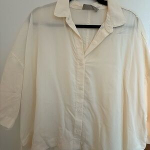 Everlane Ivory Button-Up Shirt Silk